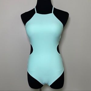 Aerie Seafoam Green Lace Up Strappy One Piece S